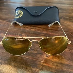 Ray Ban aviators gold and gold reflective lenses